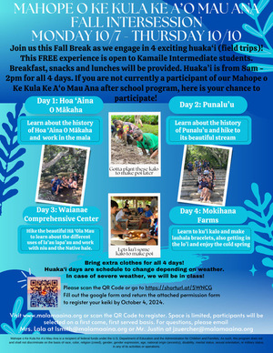 Mahope Fall Intersession Program